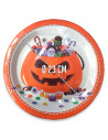 Tradineur - Paquete de 24 platos de Halloween - Diseño Calabaza - Fabricado en Papel - Apto para uso alimentario - Ø 23 cm