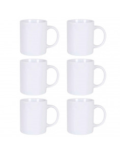 Tradineur - Pack de 6 tazas de cerámica para desayuno, café, infusiones, diseño clásico, aptas para lavavajillas y microondas (B