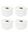 Tradineur - Pack de 4 ceniceros redondos blancos de cerámica, 11 x 6 cm, recipiente con tapa removible y muescas para cigarros,