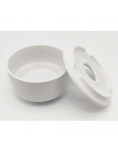 Tradineur - Pack de 4 ceniceros redondos blancos de cerámica, 11 x 6 cm, recipiente con tapa removible y muescas para cigarros,