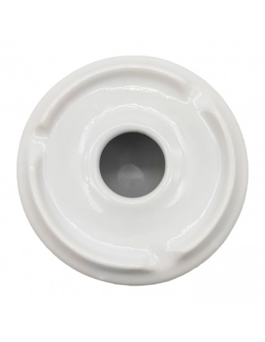 Tradineur - Pack de 4 ceniceros redondos blancos de cerámica, 11 x 6 cm, recipiente con tapa removible y muescas para cigarros,