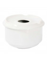 Tradineur - Pack de 4 ceniceros redondos blancos de cerámica, 11 x 6 cm, recipiente con tapa removible y muescas para cigarros,