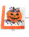 Tradineur - Pack de 48 servilletas desechables de Halloween - Diseño de calabaza con caramelos - Accesorio para mesa - 16,5 x 16