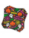 Tradineur - Pack de 48 servilletas desechables de Halloween - Diseño caraberas y calabazas - Accesorio para mesa - 16,5 x 16,5 c