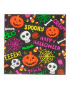 Tradineur - Pack de 48 servilletas desechables de Halloween - Diseño caraberas y calabazas - Accesorio para mesa - 16,5 x 16,5 c