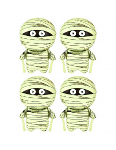 Tradineur - Pack de 4 Globos con forma de Momia - Ideal para decoración para Halloween - 75 x 48 cm