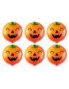Tradineur - Pack de 6 Globos con diseño calabaza sonriente - Ideal para decoración de Halloween - 43 x 43 cm