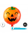 Tradineur - Pack de 6 Globos con diseño calabaza sonriente - Ideal para decoración de Halloween - 43 x 43 cm