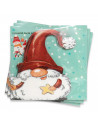 Tradineur - Pack de 3 sets de 12 servilletas desechables de Navidad - Diseño de Gnomo - Accesorio para mesa - 16,5 x 16,5 cm
