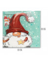 Tradineur - Pack de 3 sets de 12 servilletas desechables de Navidad - Diseño de Gnomo - Accesorio para mesa - 16,5 x 16,5 cm