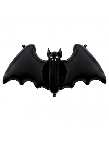 Tradineur - Pack de 4 Globos en forma de murcielago - Ideal para decoración de Halloween - 84 x 63 cm - Color Negro