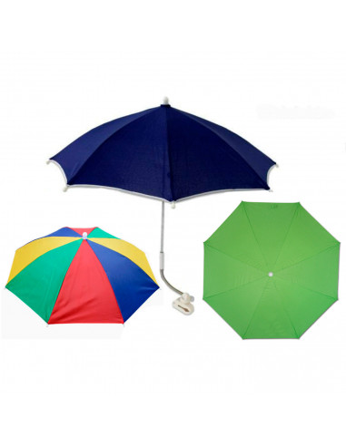 Tradineur - Sombrilla acoplable a sillas de niño, 100% poliéster, parasol con enganche para carritos de bebé, protección solar,