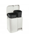 Tradineur - Cubo de basura doble de plástico con tapa, fácil apertura con pedal, papelera, contenedor almacenamiento de residuos