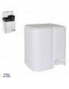 Tradineur - Cubo de basura doble de plástico con tapa, fácil apertura con pedal, papelera, contenedor almacenamiento de residuos