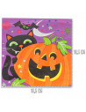 Tradineur - Pack de 48 servilletas desechables de Halloween - Diseño con Gato, Murciélago y calabaza - Accesorio para mesa - 16,