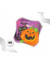 Tradineur - Pack de 48 servilletas desechables de Halloween - Diseño con Gato, Murciélago y calabaza - Accesorio para mesa - 16,