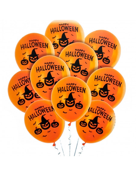 Tradineur - Pack de 40 globos - "Happy Halloween" - Tamaño: 30 cm - Ideales como decoración de tu hogar y celebraciones de Hallo