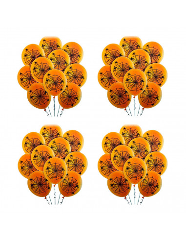 Tradineur - Pack de 40 globos - Diseño Telaraña - Tamaño: 30 cm - Ideales como decoración de tu hogar y celebraciones de Hallowe
