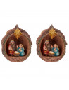 Tradineur - Pack de 2 nacimientos en nuez de resina, decoración Navidad, belén, pesebre, figura, adorno de sobremesa, estantería