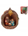 Tradineur - Pack de 2 nacimientos en nuez de resina, decoración Navidad, belén, pesebre, figura, adorno de sobremesa, estantería