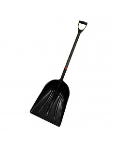 Pala de plástico acanalada para quitar nieve, pala de jardín reforzada, ligera, mango de acero forrado con asa (Negro, 1,22 m)