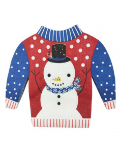 Tradineur - Pack de 36 servilletas navideñas de papel, forma de jersey con muñeco de nieve, 3 capas, biodegradables, reciclables