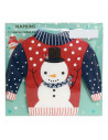 Tradineur - Pack de 36 servilletas navideñas de papel, forma de jersey con muñeco de nieve, 3 capas, biodegradables, reciclables