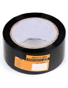 Tradineur - Precinto de color negro. de 4,8 cm de ancho y 100 m de largo, válido para todas las superficies y con adhesivo. Cint