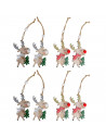 Tradineur - Pack de 8 colgantes de reno con árbol, madera contrachapada, figuras de Navidad, adornos para árbol, chimeneas, deco