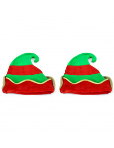 Tradineur - Pack de 2 gorros de elfo, poliéster, sombrero, accesorio navideño, fiestas, celebraciones, Navidad, carnaval (Adulto