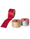 Tradineur - Pack de 3 cintas de navidad con glitter, poliéster, purpurina brillante, decoración árbol navideño, envolver regalos