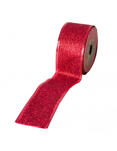Tradineur - Pack de 3 cintas de navidad con glitter, poliéster, purpurina brillante, decoración árbol navideño, envolver regalos