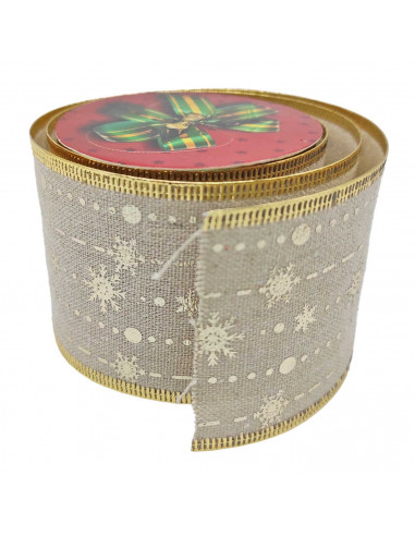 Tradineur - Pack de 4 cintas de navidad modelo Champagne, poliéster, brillante, decoración árbol navideño, envolver regalos, ado