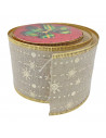Tradineur - Pack de 4 cintas de navidad modelo Champagne, poliéster, brillante, decoración árbol navideño, envolver regalos, ado