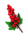 Tradineur - Pack de 6 ramos de acebo con bayas rojas, espuma de poliestireno, decoración festiva, adornos Navidad, árbol, jarron