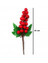 Tradineur - Pack de 6 ramos de acebo con bayas rojas, espuma de poliestireno, decoración festiva, adornos Navidad, árbol, jarron
