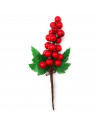 Tradineur - Pack de 6 ramos de acebo con bayas rojas, espuma de poliestireno, decoración festiva, adornos Navidad, árbol, jarron