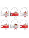 Tradineur - Pack de 6 carteles colgantes con figura de ángel y cascabel, madera contrachapada, decoración festiva, adornos, árbo