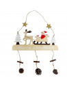 Tradineur - Pack de 2 adornos colgantes con figuras navideñas y piñas, madera, decoración festiva, Navidad, pared, chimenea - 30