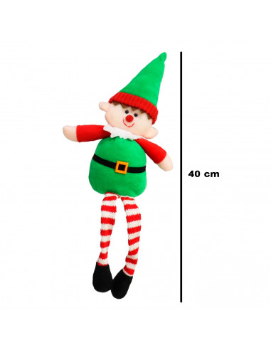Tradineur - Pack de 2 elfos decorativos, poliéster y arena, figuras de Navidad, adornos, chimeneas, decoración festiva, hogar, 4