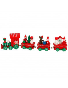Tradineur - Tren de Navidad decorativo con figuras, madera y hierro, adornos festivos originales, hogar, 22 x 5 x 2,5 cm, color