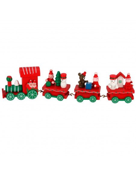 Tradineur - Tren de Navidad decorativo con figuras, madera y hierro, adornos festivos originales, hogar, 22 x 5 x 2,5 cm, color