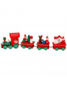 Tradineur - Tren de Navidad decorativo con figuras, madera y hierro, adornos festivos originales, hogar, 22 x 5 x 2,5 cm, color