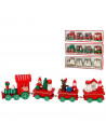 Tradineur - Tren de Navidad decorativo con figuras, madera y hierro, adornos festivos originales, hogar, 22 x 5 x 2,5 cm, color