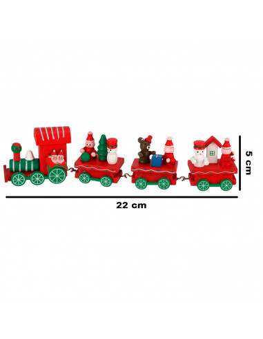 Tradineur - Tren de Navidad decorativo con figuras, madera y hierro, adornos festivos originales, hogar, 22 x 5 x 2,5 cm, color