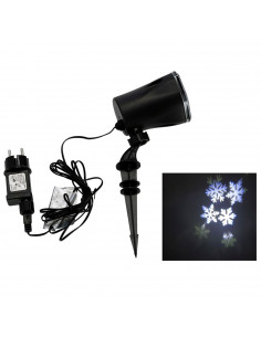 Tradineur - Proyector rotante de copos de nieve LED para exterior, blanco frío, 4W, plástico, cable de 3 metros, iluminación, lu