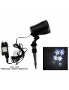 Tradineur - Proyector rotante de copos de nieve LED para exterior, blanco frío, 4W, plástico, cable de 3 metros, iluminación, lu