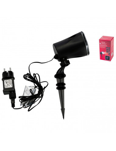 Tradineur - Proyector rotante de copos de nieve LED para exterior, blanco frío, 4W, plástico, cable de 3 metros, iluminación, lu