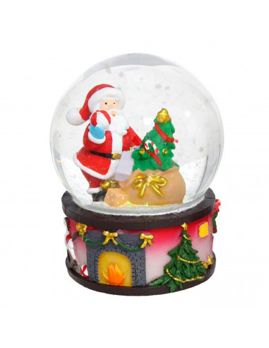 Tradineur - Pack de 2 bolas de nieve con figura de Papá Noel, cristal relleno de agua, agitar, estructura de resina, adornos, de