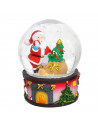 Tradineur - Pack de 2 bolas de nieve con figura de Papá Noel, cristal relleno de agua, agitar, estructura de resina, adornos, de